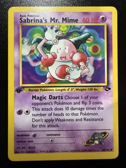 Pokemon Card - Sabrina's Mr. Mime Gym Challenge 59/132 Uncommon 1st Edition MP - Image 1