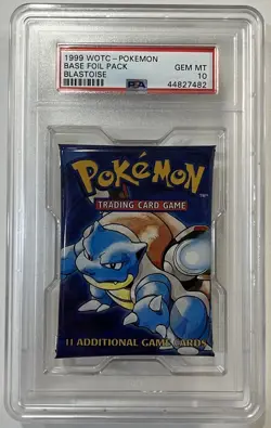 PSA 10 GEM MINT Base Set (Blastoise Art) SEALED Pokemon Booster Pack - Image 1