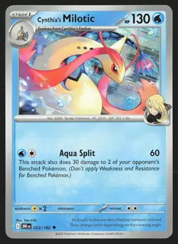 SV10: Destined Rivals Cynthia's Milotic #053/182 Uncommon Pokemon Card - Image 1