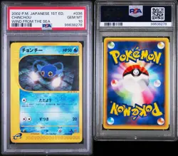 2002 Pokemon Chinchou 036/087 1st Edition Wind F.T. Sea Japanese PSA 10 GEM MINT - Image 1