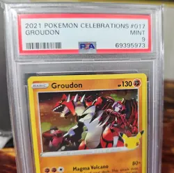 2021 GROUDON Holo Rare 17/100 Pokemon Celebrations TCG PSA 8 - Image 2