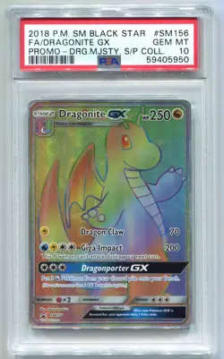 2018 POKEMON SM BLACK STAR PROMO #SM156 FULL ART/DRAGONITE GX PSA 10 - Image 1