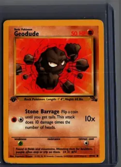 Geodude 47/62 Common Fossil Pokemon 1st Edition - Image 1