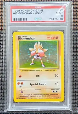 HITMONCHAN 1999 Base Set Unlimited Holo PSA 9 #7/102 Pokemon - Image 2