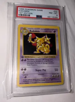 1999 POKEMON BASE SET 1ST EDITION #32 KADABRA PSA 8 (shadowless) - Image 1