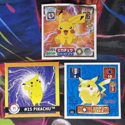 Pokemon Sticker Lot 1995 & 2003 Japan Amada Pokemon- Pikachu NO. 25 & 115 - Image 1