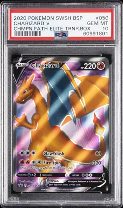 2020 POKEMON SWSH BLACK STAR PROMO #050 CHARIZARD V PSA 10 - Image 1