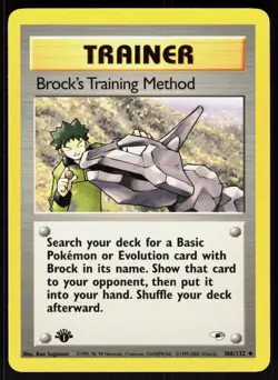 Brock's Training Method 106/132 Gym Heroes Pokemon 1st Edition NM 01-08-81 - Image 1