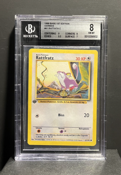 Rattfratz 1. Edtion | Base Set | BGS 8 NM | deutsch | Rattata | Pokemon - Image 1