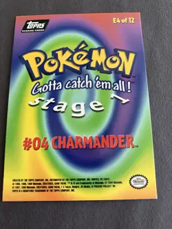 Topps Pokemon Movie 1999 #E4 Charmander Sandpaper Rainbow Foil Black Logo NM - Image 3