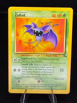 Zubat 57/62 Common Fossil Pokemon Unlimited Near Mint - Image 1