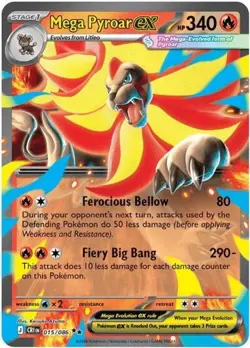 1x Mega Pyroar ex (#015/086) - Holofoil NM Eng Pokemon - ME04: Chaos Rising - Image 1