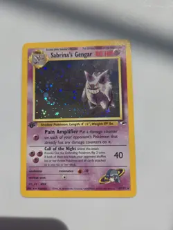 1st Edition Sabrina's Gengar 14/132 Holo Gym Heroes Pokemon Card Ungraded Swirl - Image 2