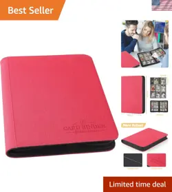 Luxury Faux Leather Trading Card Binder with 540 Capacity - Red, 9 Pocket Design - Image 1