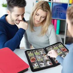 Luxury Faux Leather Trading Card Binder with 540 Capacity - Red, 9 Pocket Design - Image 4