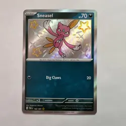 Pokemon TCG Sneasel 182/091 Sv: Paldean Fates Shiny Rare Holo Card NM Condition - Image 1