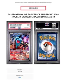 Team Rocket's Wobbuffet 203 Sv: Scarlet & Violet Promo Card PSA9 - Image 3