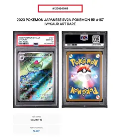 Ivysaur 167/165 Sv2a: Pokemon Card 151 Holo (Japanese) PSA10 - Image 3