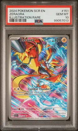 Pokemon Stellar Crown Zeraora Illustration Rare Card 151/142 PSA 10 - Image 1
