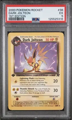 Pokemon Dark Jolteon TCG 1st Edition Card 38/82 PSA 5 - Image 1