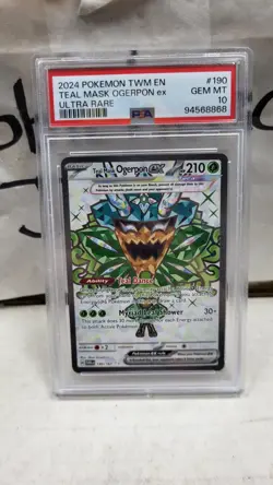2024 TEAL MASK OGERPON EX ULTRA RARE TWILIGHT MASQUERADE TCG POKEMON PSA 10 #190 - Image 2