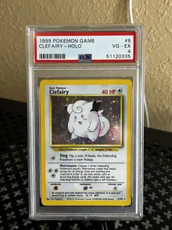 1999 Pokemon Base Unlim Clefairy holo 5/102 PSA 4 VG-EX vintage (cert 83391106) - Image 1