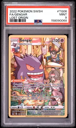 Pokemon TCG Gengar TG06/TG30 Full Art Trainer Gallery Lost Origin PSA 9 Mint - Image 1