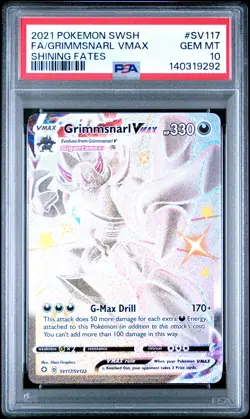 2021 POKEMON SWORD & SHIELD SHINING FATES #SV117 FULL ART/GRIMMSNARL VMAX PSA 10 - Image 1