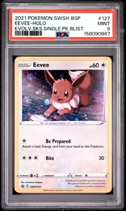 2021 POKEMON SWSH BSP EEVEE HOLO SINGLE PACK BLISTER PROMO PSA 9 MINT - Image 1