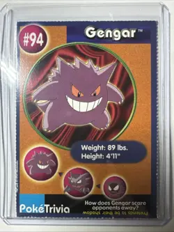 Gengar #94 Burger King PokeTrivia Pokemon Card Perforated - Image 1