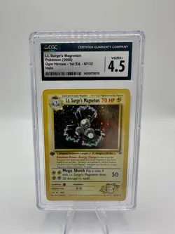 2000 Pokemon Gym Heroes 1st Edition Lt. Surge’s Magneton Holo 8/132 CGC 4.5 - Image 1