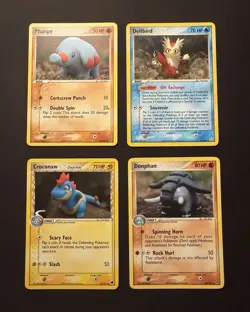 Pokemon TCG vintage 4-Card clay lot Yuka Morii Phanpy 69/107 Delibird 21/109 LP - Image 1