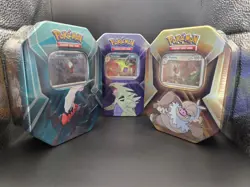 Pokemon TCG Triple Whammy Tins - Factory Sealed Lot of 3 Tins 3 Packs Each. - Image 1
