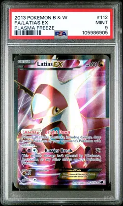 Pokemon Latias EX 112/116 PSA 9 Mint B&W Plasma Freeze Full Art 2013 Pop 125 - Image 1
