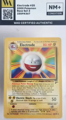 WAG Certified NM+ Electrode - 25/130 - Rare - Base Set 2 Pokemon Vintage Tcg - Image 1