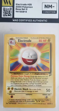WAG Certified NM- Electrode - 25/130 - Rare - Base Set 2 Pokemon Vintage Tcg - Image 1