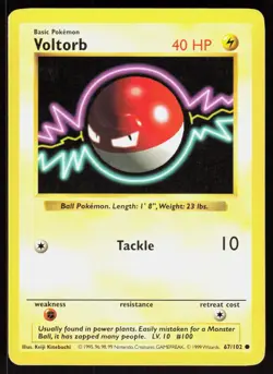 Voltorb 67/102 Common Base Set Shadowless Pokemon Unlimited MP 01-01-112 - Image 1
