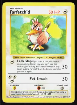 Farfetch'd 27/102 Uncommon Base Set Shadowless Pokemon Unlimited MP 01-01-125 - Image 1