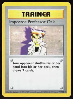 Impostor Professor Oak 73/102 Base Set Shadowless Pokemon Unlimited LP 01-01-167 - Image 1