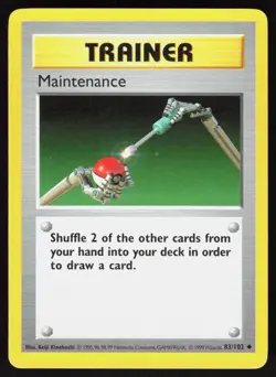 Maintenance 83/102 Uncommon Base Set Shadowless Pokemon Unlimited LP 01-01-171 - Image 1