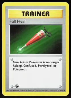 Full Heal 82/102 Uncommon Base Set Shadowless Pokemon LP 01-01-177 - Image 1