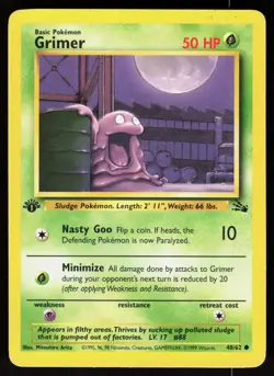 Grimer 48/62 Common Fossil 1st Edition Pokemon 01-10-114 - Image 1