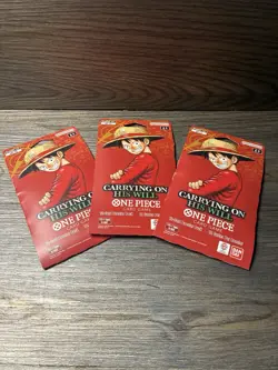 3 Sealed OP13 Carrying on His Will Sleeved Booster Packs English Op-13 One Piece - Image 1