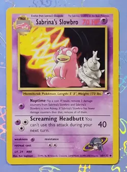 Sabrina's Slowbro 60/132 Gym Heroes Pokemon Card VLP - Image 1
