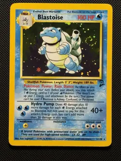 Pokemon Card Blastoise 2/130 Rare WOTC Vintage Holo Base Set 2 2000 SWIRL 🌀 - Image 1