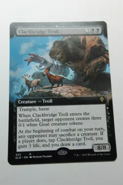 MTG Clackbridge Troll x1- ExtArt-Throne of Eldraine-Lightly Played - Image 1