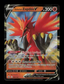 GALARIAN ZAPDOS V V RARE HOLO 080/198 NM POKEMON - Image 1