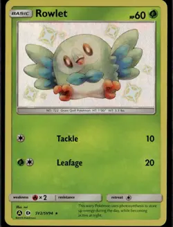 Rowlet Shiny Holo Rare Hidden Fates: Shiny Vault SV2/SV94 Grass Holofoil Pokemon - Image 1