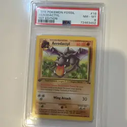 Wizards of the Coast 1999 Pokemon Fossil Aerodactyl 1st Ed 16/62 PSA 8 - Image 1
