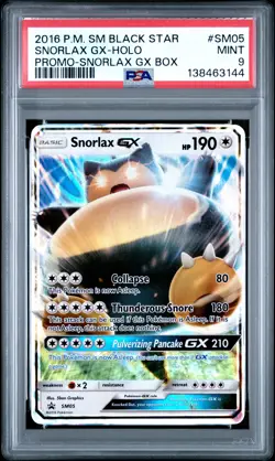 2016 POKEMON SM BLACK STAR PROMO SNORLAX GX BOX #SM05 SNORLAX GX-HOLO PSA 9 - Image 1